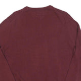 TOMMY HILFIGER Mens Maroon & Grey Patterned Jumper Crew Neck Cable Knit L Cotton