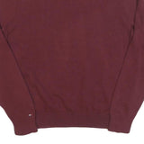 TOMMY HILFIGER Mens Maroon & Grey Patterned Jumper Crew Neck Cable Knit L Cotton