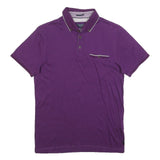 TED BAKER Mens Purple Short Sleeve Plain XS Polo Shirt Button Collar Casual