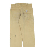 CARHARTT Mens Cotton Blend Beige Regular Straight Trousers W33 L34 Relaxed Fit