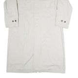 Mens White Button Front Long Sleeve Polyester Blend Jacket L Plain Stylish