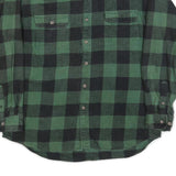 FIELD & STREAM Mens Green & Black Check Flannel Shirt 2XL Casual Cotton Blend