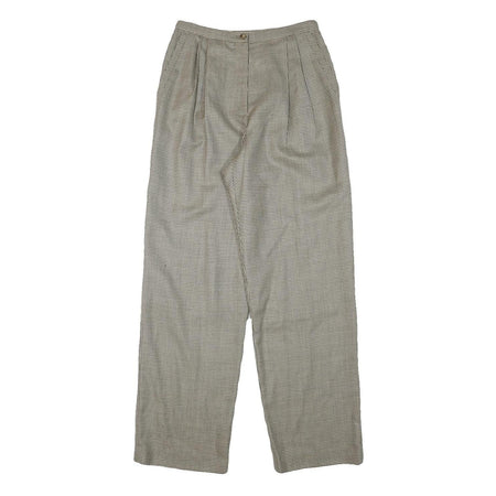 LAURA ASHLEY Womens Wool Regular Straight Beige Checked Trousers W26 L30