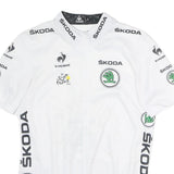 LE COQ SPORTIF Mens White Tour De France Cycling Jersey L Short Sleeve Zip