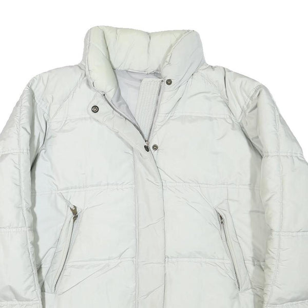 SERGIO TACCHINI Womens White Quilted Jacket L Polyester Blend Zip Casual