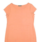 LAUREN RALPH LAUREN Womens Peach Bodycon Viscose Blend Plain Short Sleeve Mini