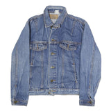 Mens Blue Denim Cotton Jacket S Button Closure Classic Fit Casual Outerwear
