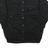 SPECIAL EVENTS Womens Black Collared L Cotton Blend Sweatshirt Button Front