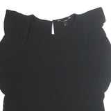 BANANA REPUBLIC Womens Black Basic Puff Sleeve Crew Neck Top S Polyester