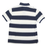 TOMMY HILFIGER Mens Blue & White Striped Short Sleeve Polo Shirt L Classic Fit