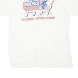 Mens White Race Across America Graphic T-Shirt S Short Sleeve Crew Neck Vintage
