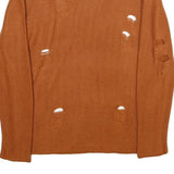 WHY NOT BRAND Mens Rust Patterned Jumper Crew Neck Chunky Knit M Distressed