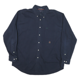 TOMMY HILFIGER Mens Navy Plain Shirt XL Button Collar Cotton Blend Classic Fit
