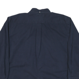 TOMMY HILFIGER Mens Navy Plain Shirt XL Button Collar Cotton Blend Classic Fit