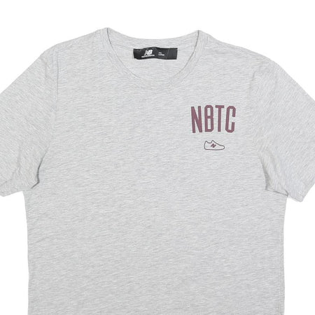 NEW BALANCE Mens Grey NBTC Cotton T-Shirt L Short Sleeve Crew Neck Casual