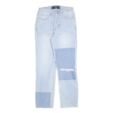 HOLLISTER Womens Regular Fit Blue Denim Button Closure Jeans W26 L27 Patch