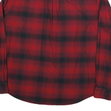 CHAPS Mens Red & Black Checked Shirt 2XL Cotton Blend Classic Casual Long Sleeve