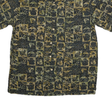 ISLAND Mens Green & Brown Pattern Shirt L Cotton Blend Casual Holiday Summer