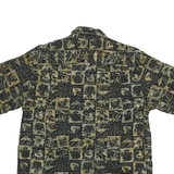 ISLAND Mens Green & Brown Pattern Shirt L Cotton Blend Casual Holiday Summer