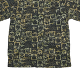 ISLAND Mens Green & Brown Pattern Shirt L Cotton Blend Casual Holiday Summer