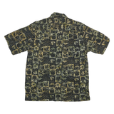 ISLAND Mens Green & Brown Pattern Shirt L Cotton Blend Casual Holiday Summer