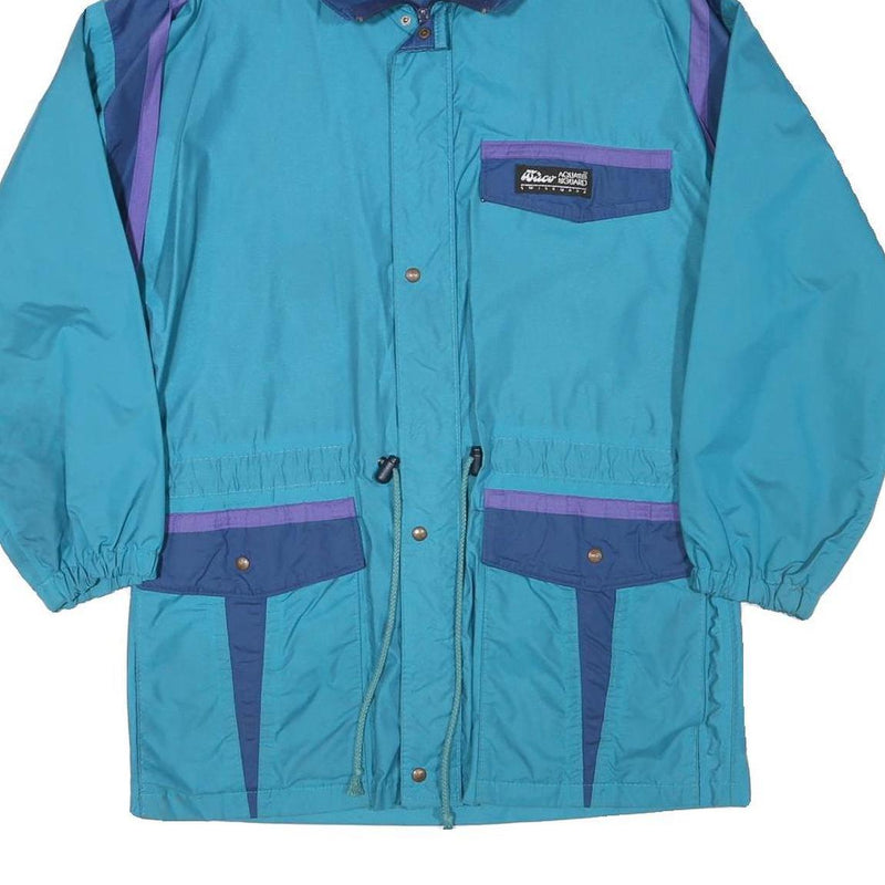 AQUA GUARD Mens Blue & Purple Outdoor Jacket S Polyester Blend Button Hooded