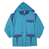 AQUA GUARD Mens Blue & Purple Outdoor Jacket S Polyester Blend Button Hooded