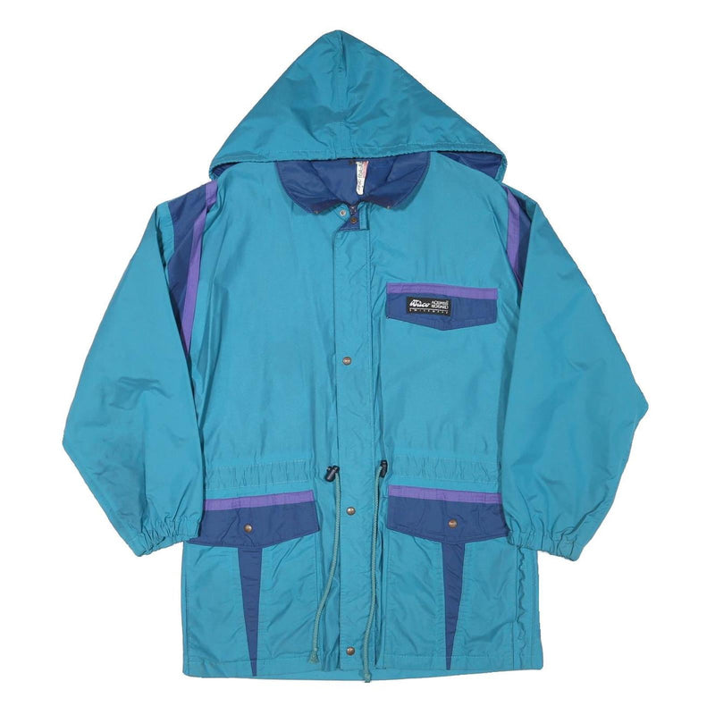 AQUA GUARD Mens Blue & Purple Outdoor Jacket S Polyester Blend Button Hooded