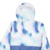 REEBOK Womens Blue & White Tie Dye Zip Jacket L Polyester Blend Hooded Casual
