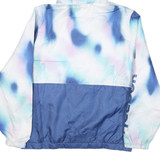 REEBOK Womens Blue & White Tie Dye Zip Jacket L Polyester Blend Hooded Casual