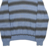 TOMMY HILFIGER Mens Blue & Grey Striped Pattern V-Neck Basic Knit Jumper L