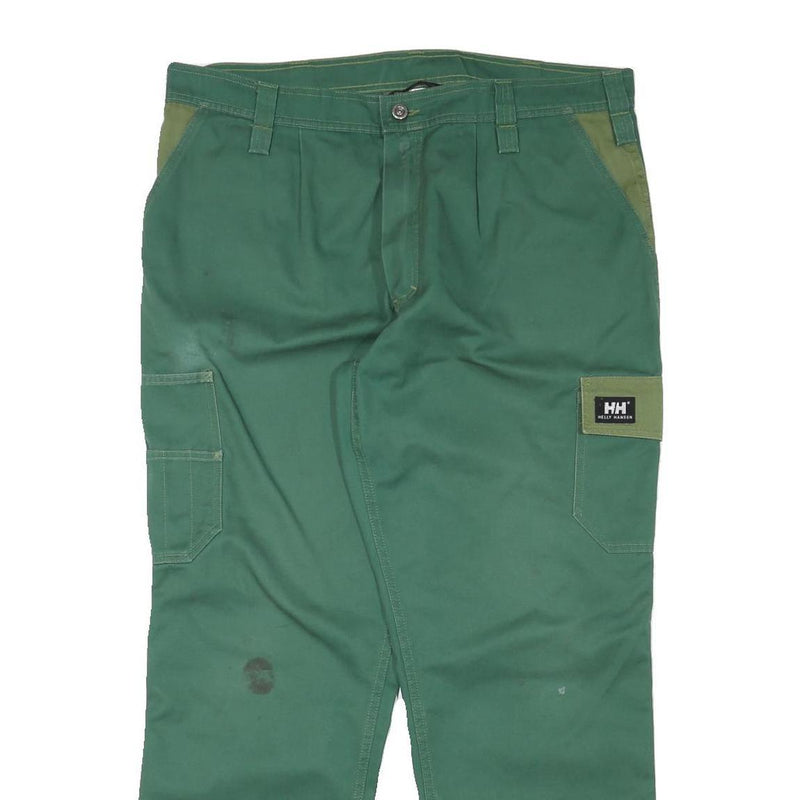 HELLY HANSEN Mens Cotton Blend Green Workwear Regular Straight Trousers W38 L29