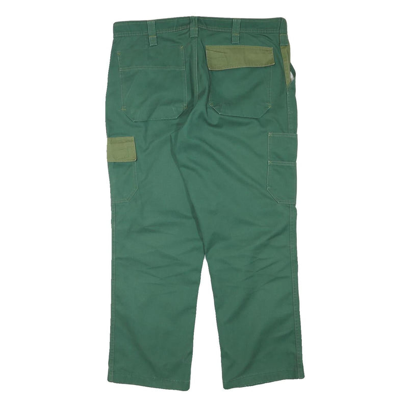 HELLY HANSEN Mens Cotton Blend Green Workwear Regular Straight Trousers W38 L29