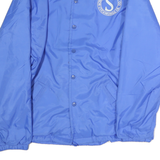 BIRDIE Mens Blue Polyester Blend Button Jacket M Lightweight Retro Logo Print