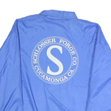 BIRDIE Mens Blue Polyester Blend Button Jacket M Lightweight Retro Logo Print