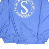 BIRDIE Mens Blue Polyester Blend Button Jacket M Lightweight Retro Logo Print