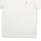 TOMMY HILFIGER Mens White Short Sleeve Plain L Cotton Blend Polo Shirt