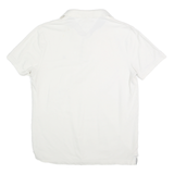 TOMMY HILFIGER Mens White Short Sleeve Plain L Cotton Blend Polo Shirt