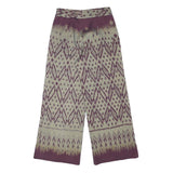 Womens Cotton Blend Beige & Purple Relaxed Wide-Leg Trousers W27 L26 Patterned