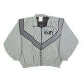 DJ MANUFACTURING CORP. Mens Grey & Black Army Zip Jacket Nylon Lightweight L