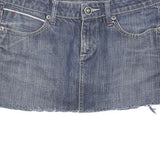 TOMMY HILFIGER Womens Blue Denim Mini Cotton Blend Skirt M Frayed Hem Casual