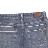 TOMMY HILFIGER Womens Blue Denim Mini Cotton Blend Skirt M Frayed Hem Casual