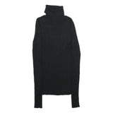 PLANET GOLD Womens Black Plain Roll Neck Basic Knit Jumper S Slim Polyester