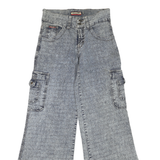 FIONELLA Womens Regular Fit Wide-Leg Denim Light Wash W30 L34 Cargo Pockets Zip