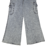 FIONELLA Womens Regular Fit Wide-Leg Denim Light Wash W30 L34 Cargo Pockets Zip