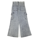 FIONELLA Womens Regular Fit Wide-Leg Denim Light Wash W30 L34 Cargo Pockets Zip