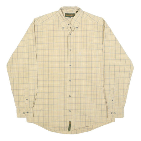 TIMBERLAND Mens Beige & Blue Check Shirt S Button-Down Collar Long Sleeve Casual