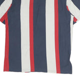 KARL KANI Mens Blue & Red & White Striped Graphic T-Shirt S Short Sleeve Crew