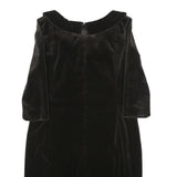 SCAPA Womens Black Velvet Shift Dress Polyester Long Sleeve Knee Length UK L