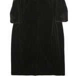 SCAPA Womens Black Velvet Shift Dress Polyester Long Sleeve Knee Length UK L